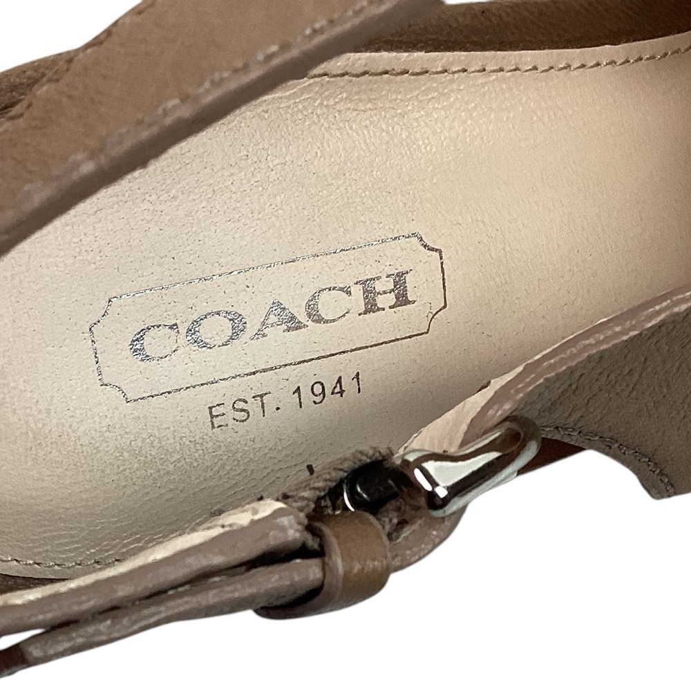 Coach Jade Wedge Slingback Leather Open Toe Sandal Tan A3293 - Picture 13 of 14